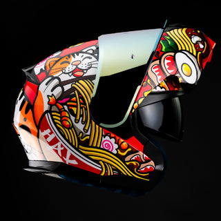 Casco Abatible Amatista Maneki Neko naranja Acabado